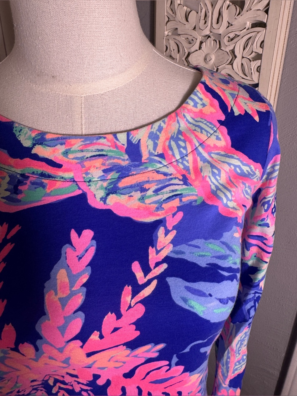 Lilly Pulitzer Bay Dress Multi Sunset Safari Print XS Cotton Dress Vacation - Picture 5 of 17
